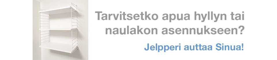 Hyllyn naulakon ja koukkujen asennus Jelpperi